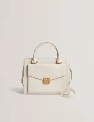 Anelle Tb Detail Large Leather Tote Bag Ecru