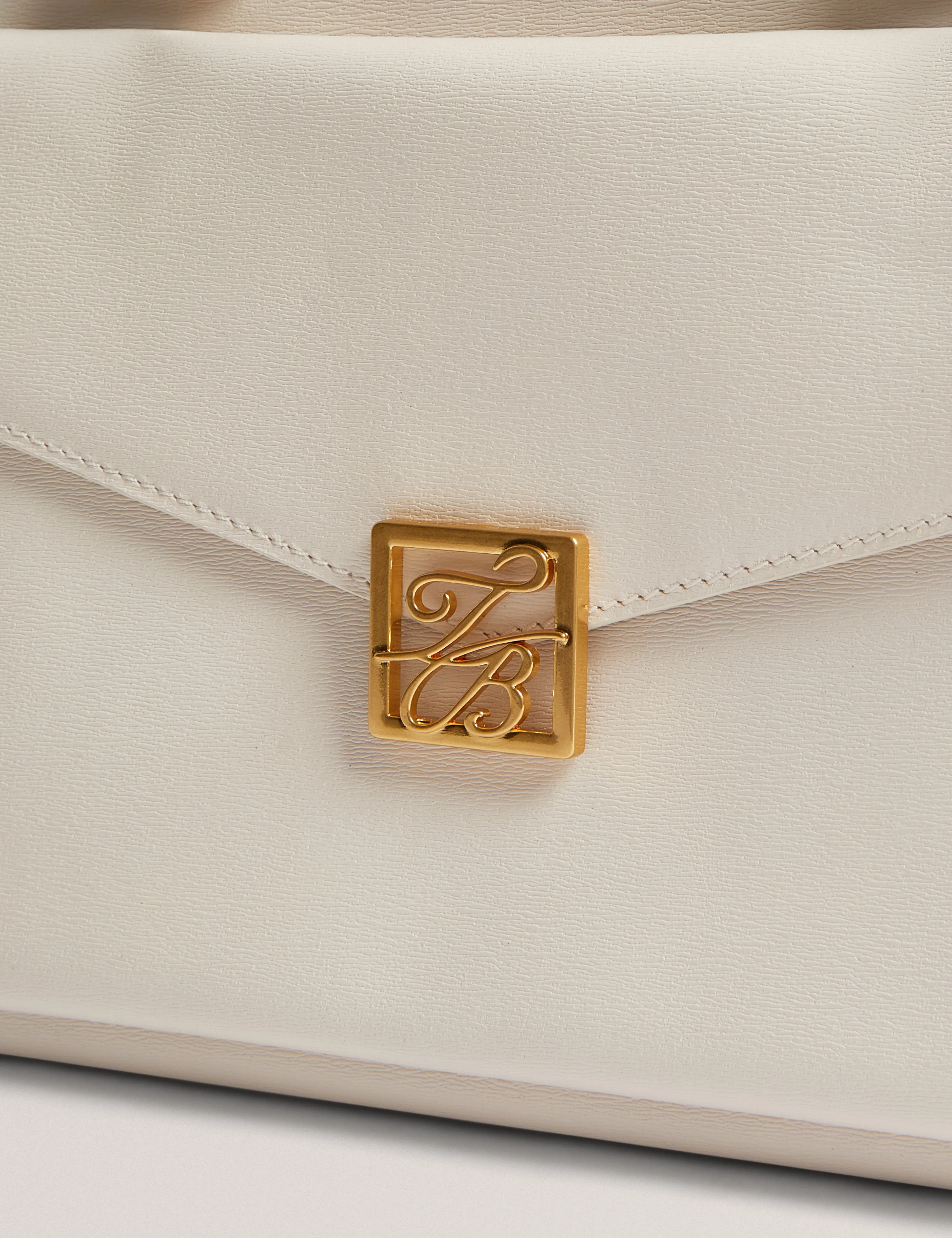 Anelle Tb Detail Large Leather Tote Bag Ecru