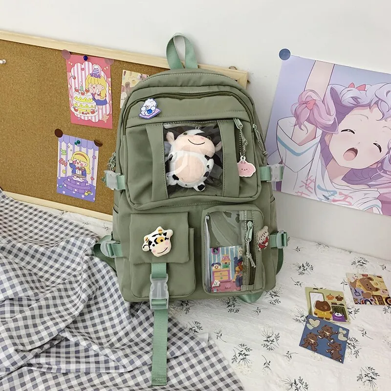 Back to school backpack Waterproof Nylon Female Schoolbag College Lady Laptop Backpacks Kawaii Girl Travel Book Bags Cute Large Capacity
