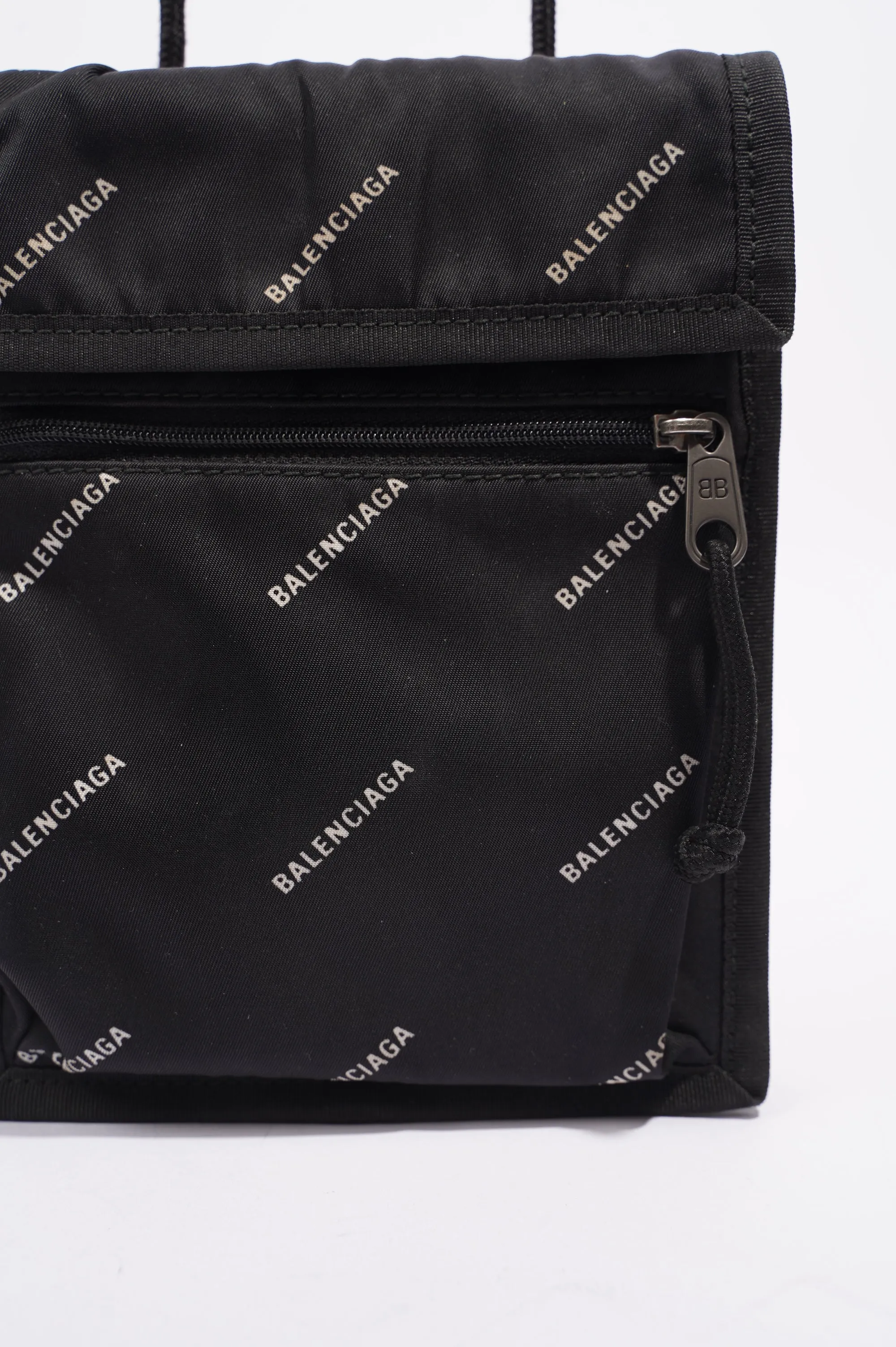 Balenciaga Mens Explorer Pouch Black Logo All Over Small
