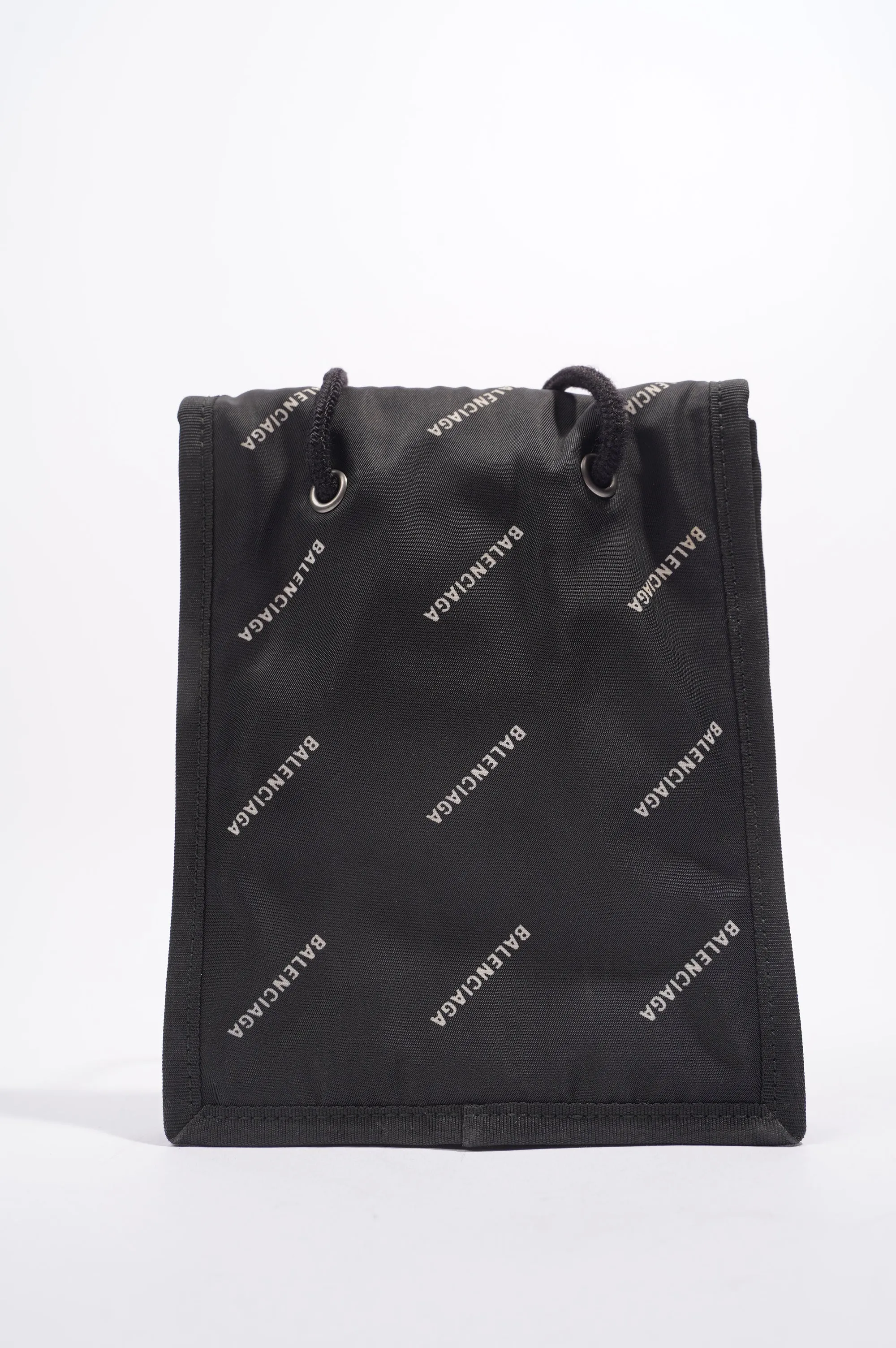 Balenciaga Mens Explorer Pouch Black Logo All Over Small