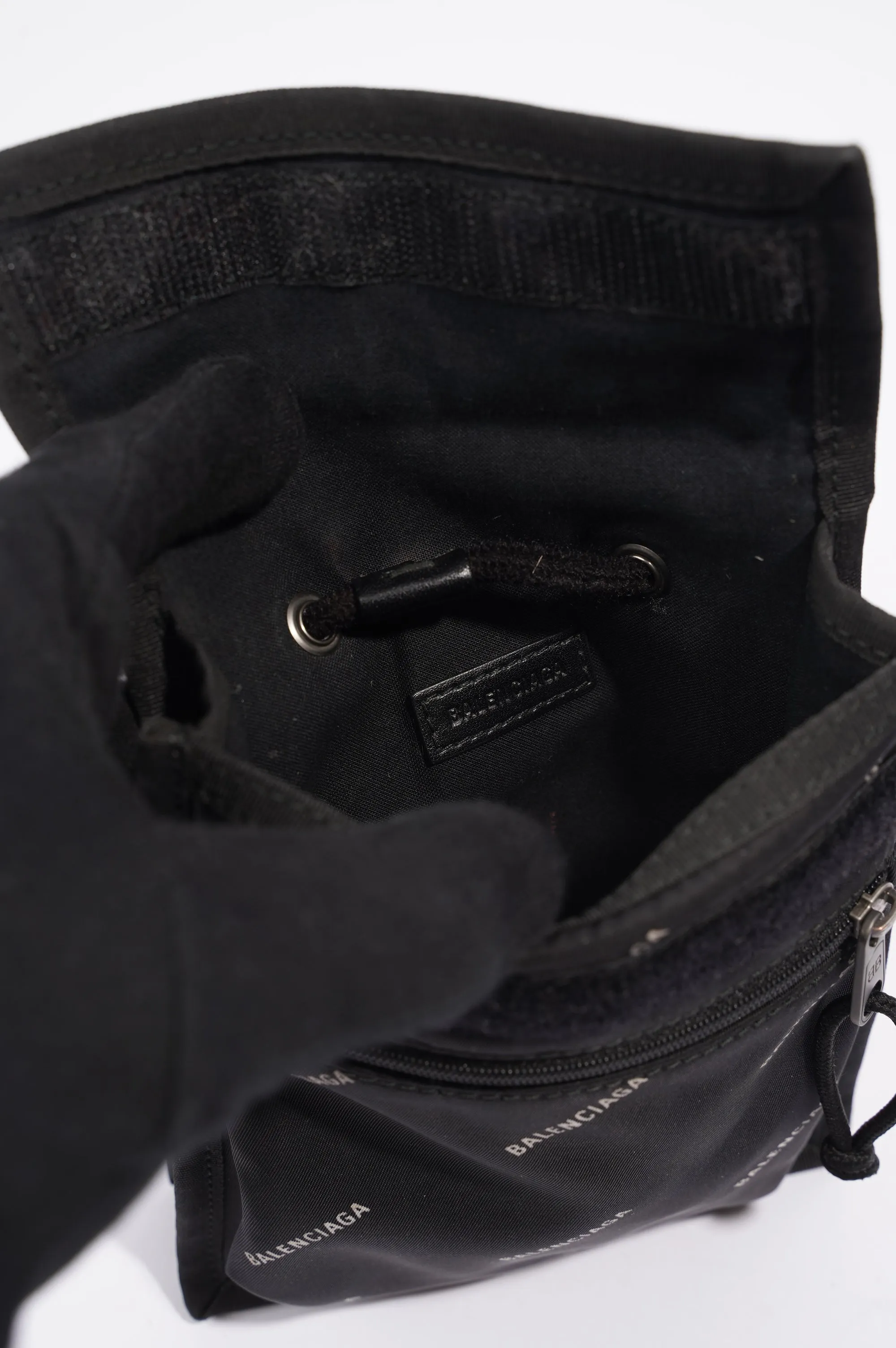 Balenciaga Mens Explorer Pouch Black Logo All Over Small