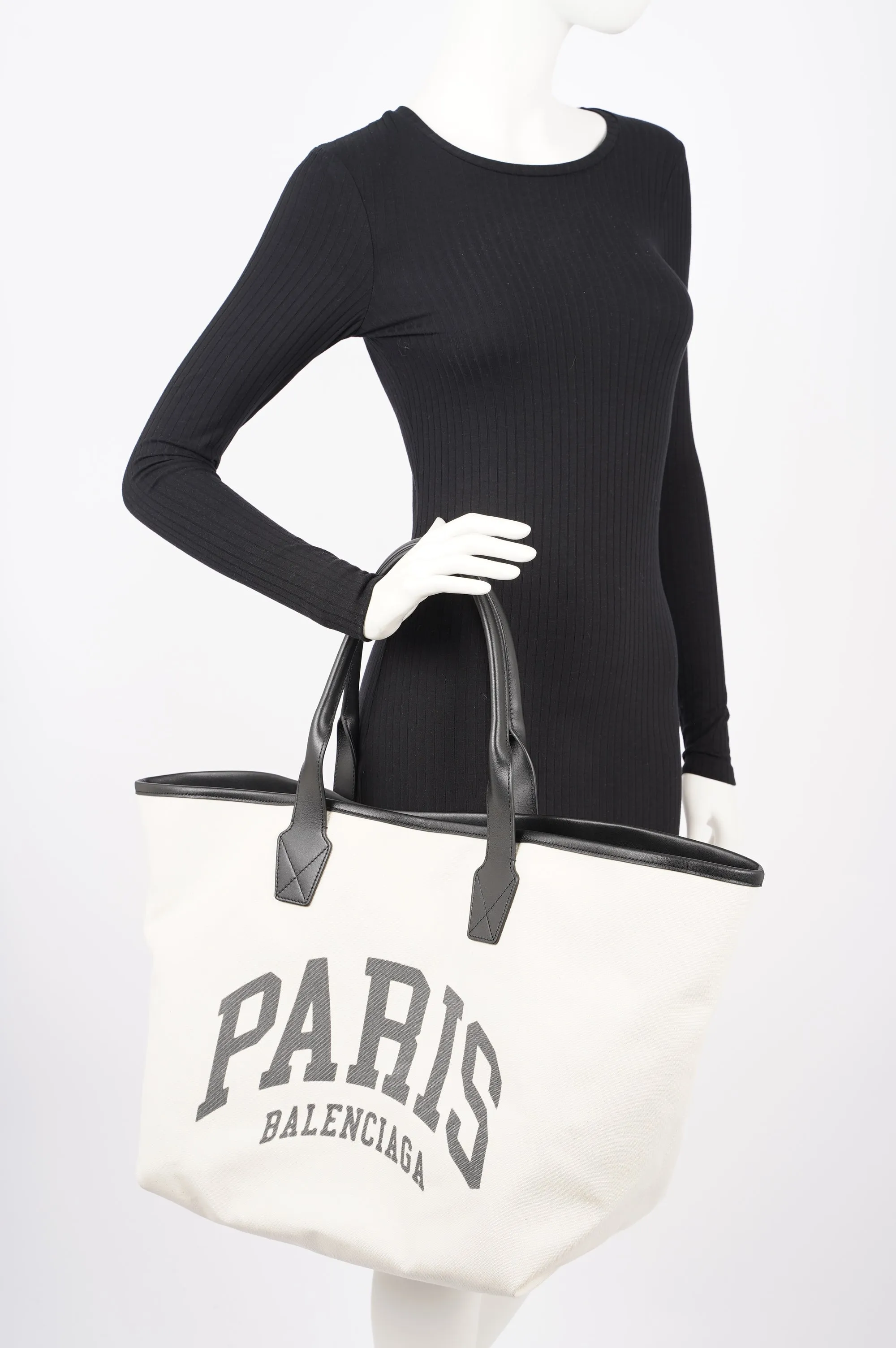 Balenciaga Womens Large Cities Jumbo Tote Beige / Black