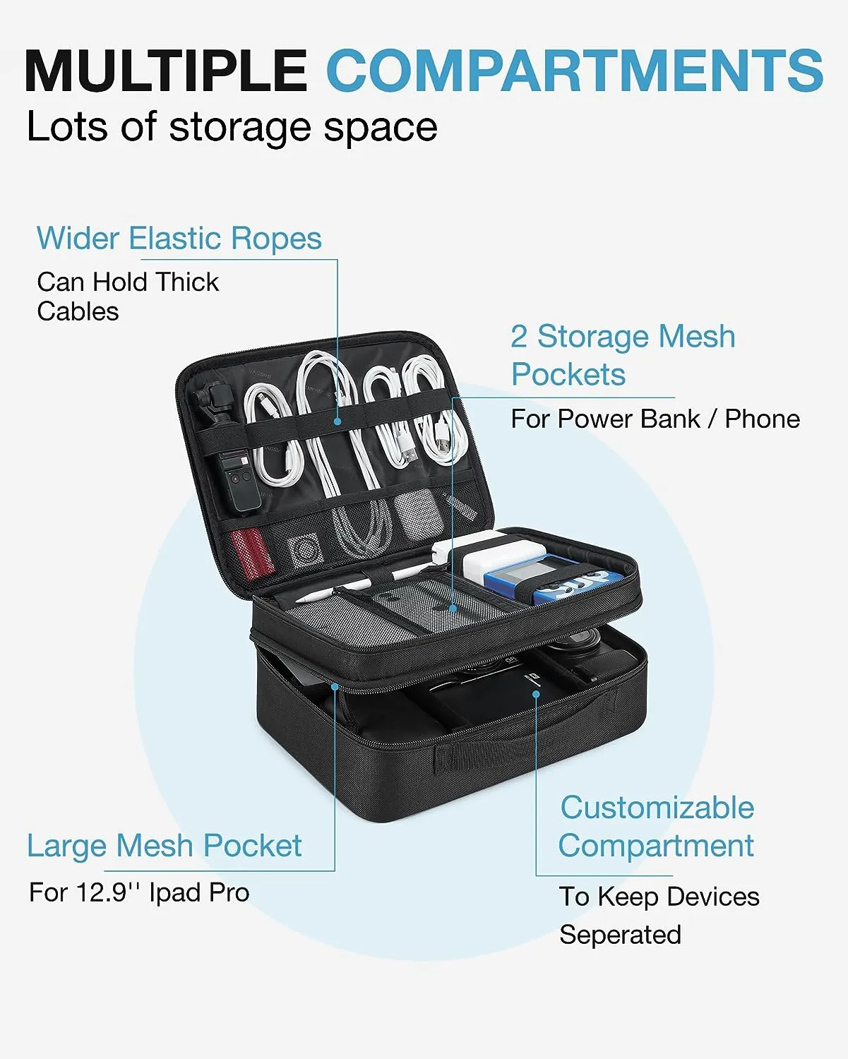 Blushbees® Large Electronics Travel Organizer - Black