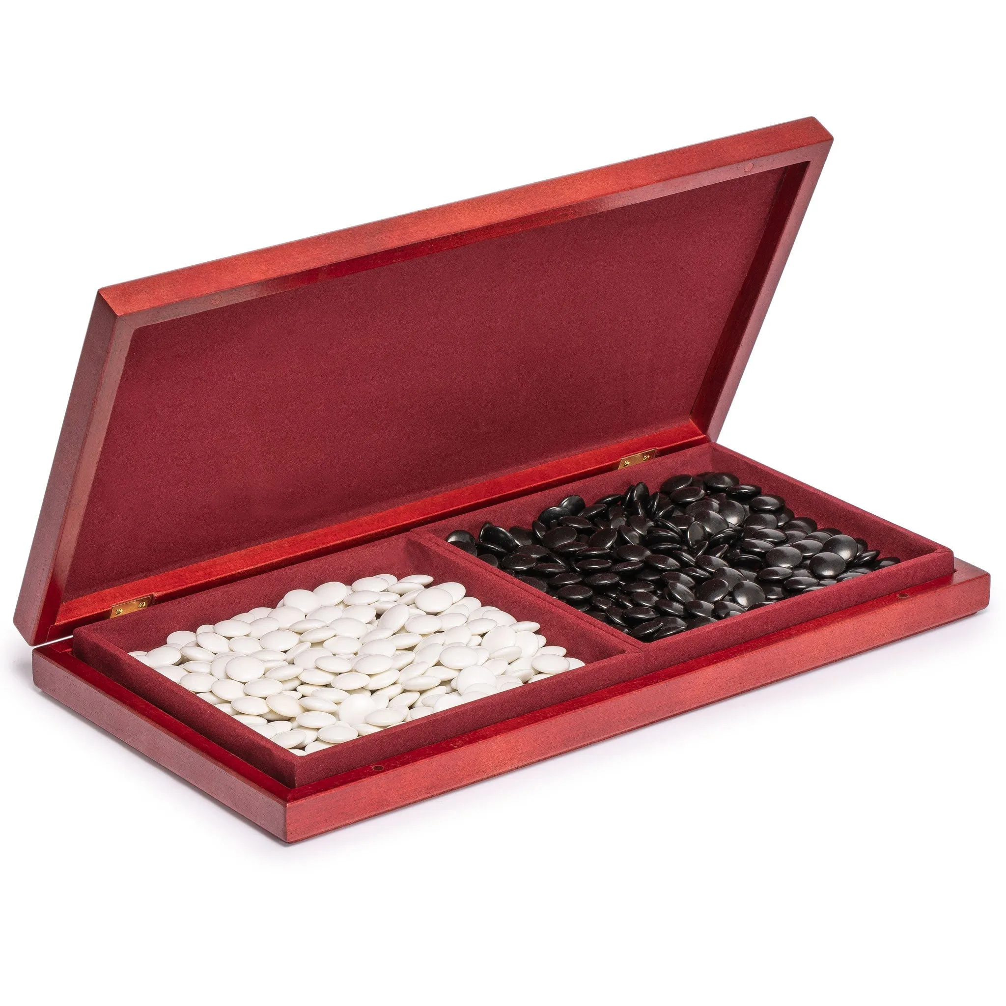 Cherry Wood Pattern 0.8" Folding Go Game Set Board with Double Convex Melamine Stones
