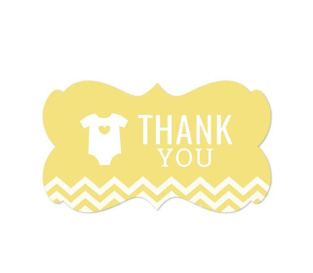 Chevron Baby Shower Fancy Frame Label Stickers, Thank You