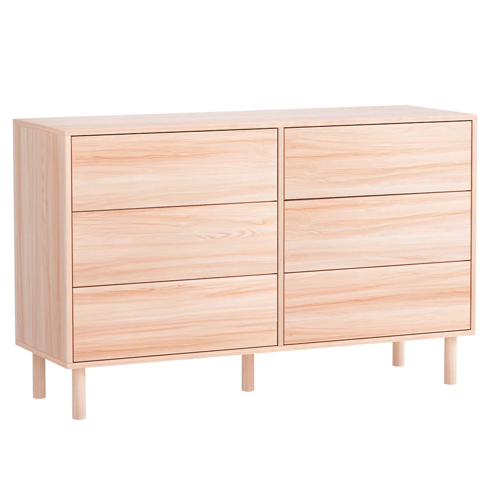 Contemporary 6-Drawer Chest of Drawers, Anti-Rust, Pine - Artiss