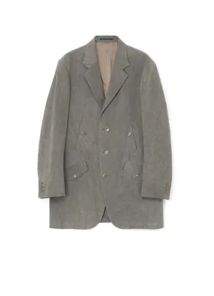 COTTON LINEN SULFIDED OZONE JACKET WITH 4POCKETS AND DOUBLE STITCH