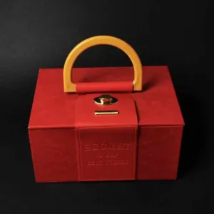 Elegant Red Leather Storage Box with-صندوق تخزين أنيق من الجلد الأحمر