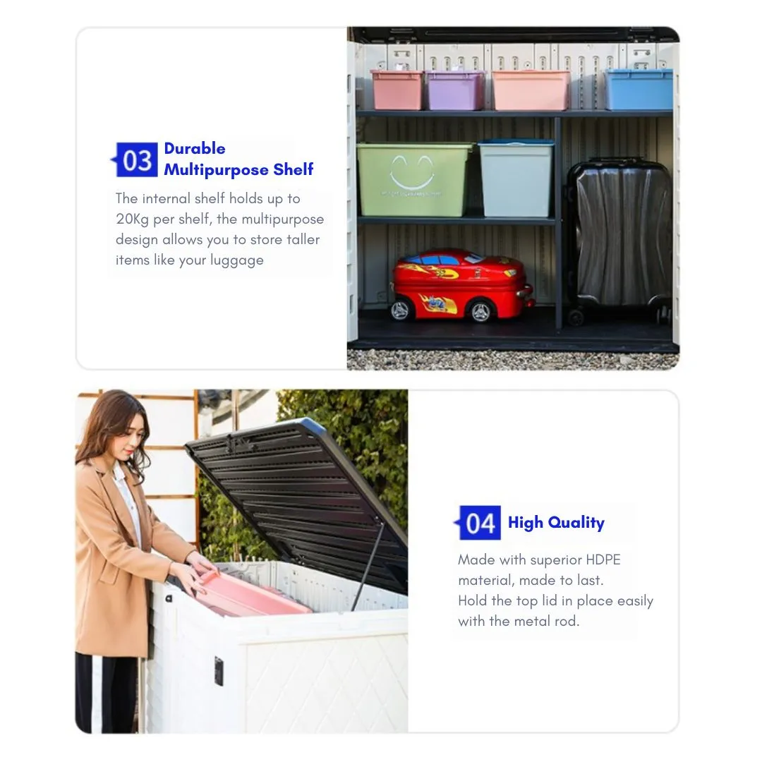 Emma Outdoor Garden Shed Multipurpose White   Shelf (FREE ASSEMBLY)