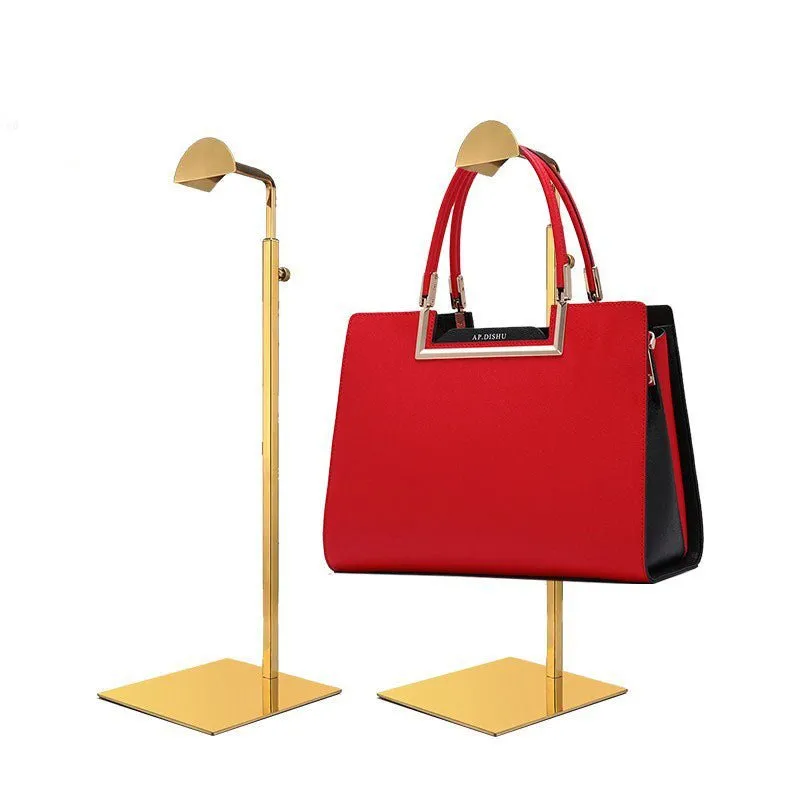 Handbag Rack Display - Set of Two Adjustable Gold Handbag Display Stand
