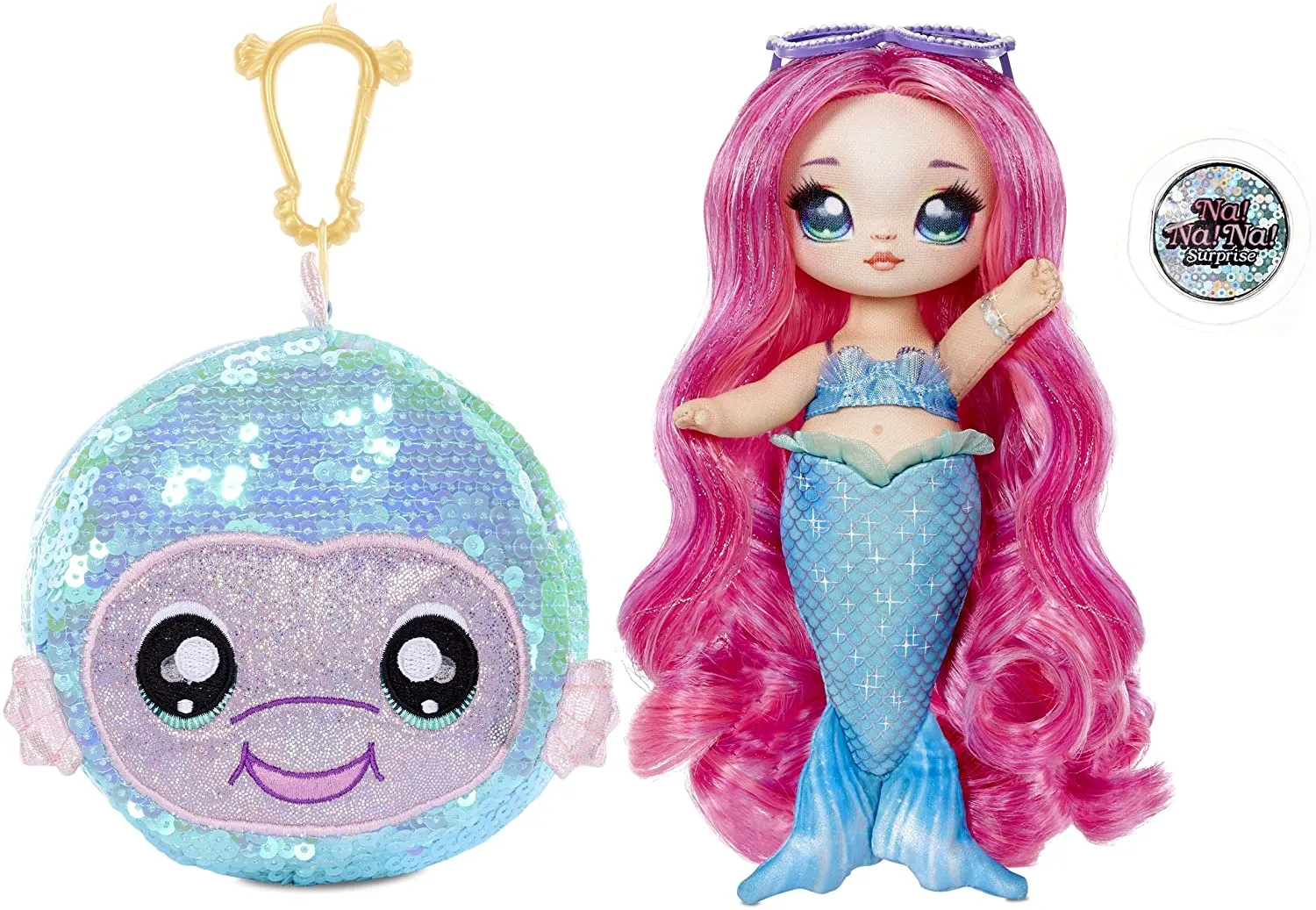 Na Na Na Surprise 2-in-1 Fashion Doll and Sparkly Sequined Purse Sparkle Series – Marina Jewels, 7.5" Mermaid Doll