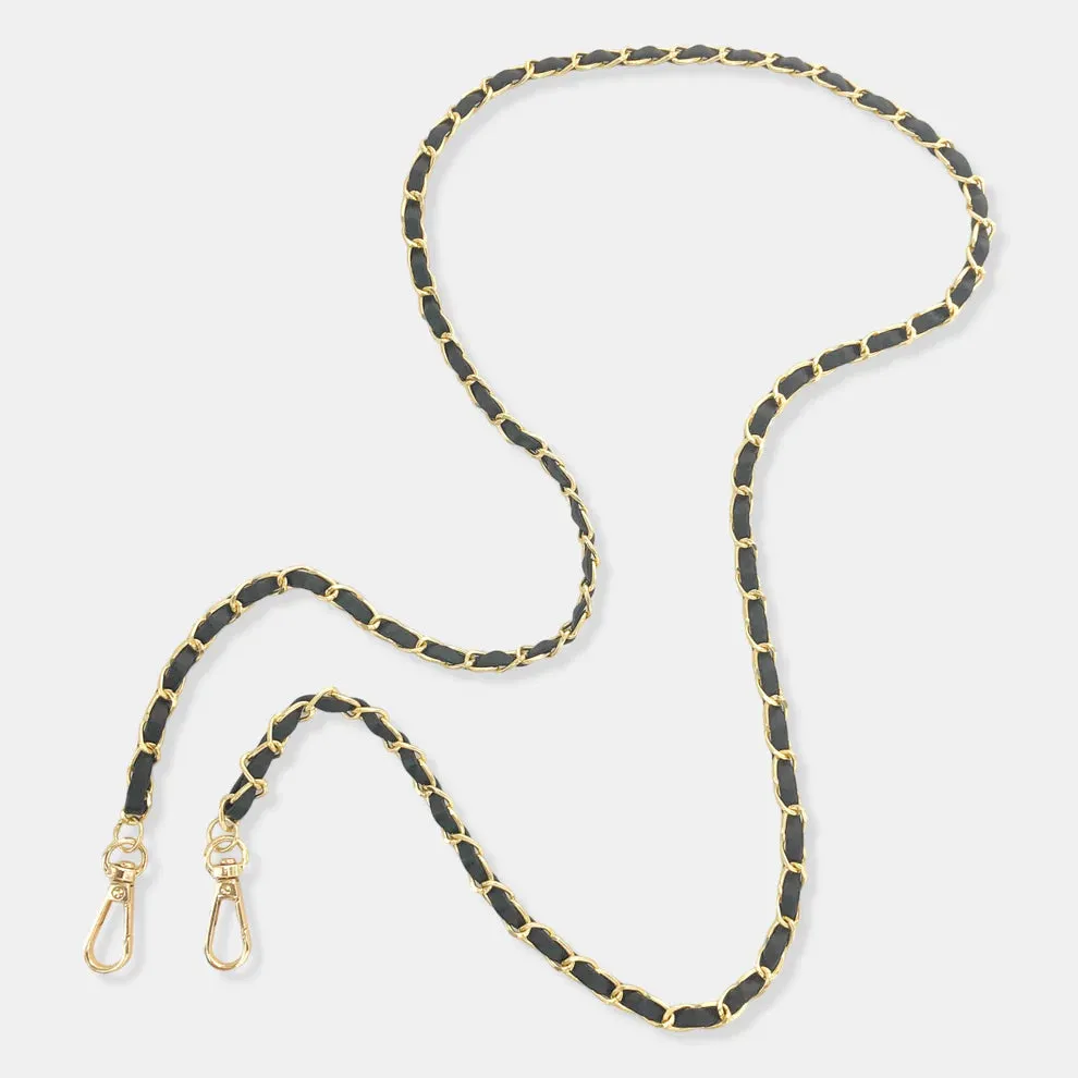 OMG BLING Long Vegan Leather Cellphone Chain In Black