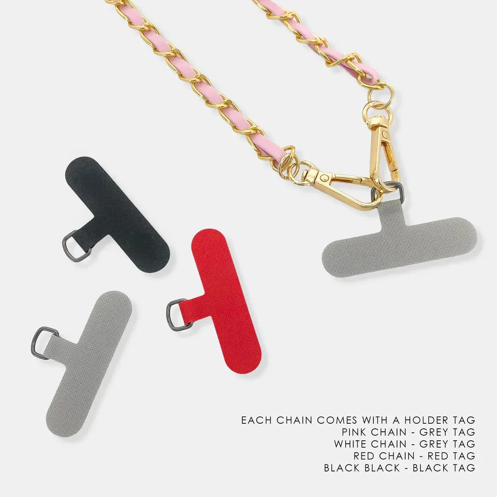 OMG BLING Long Vegan Leather Cellphone Chain In Black