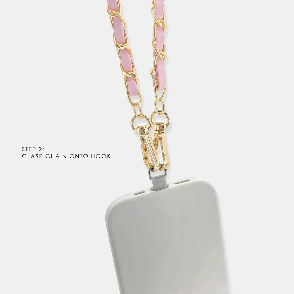 OMG BLING Long Vegan Leather Cellphone Chain In Black