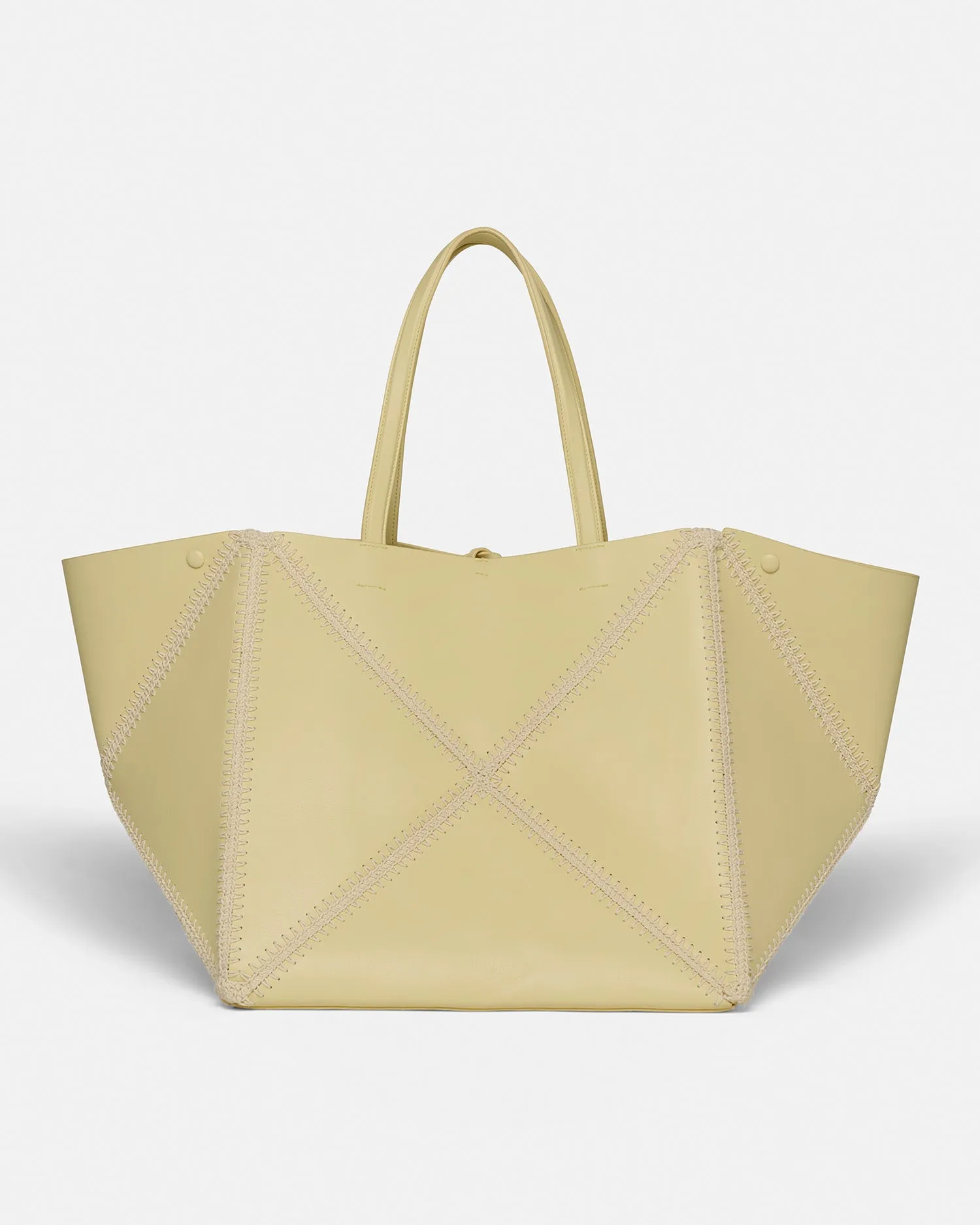 Origami Tote Large - Alt-Nappa Crochet Tote - Moonbeam/Crme