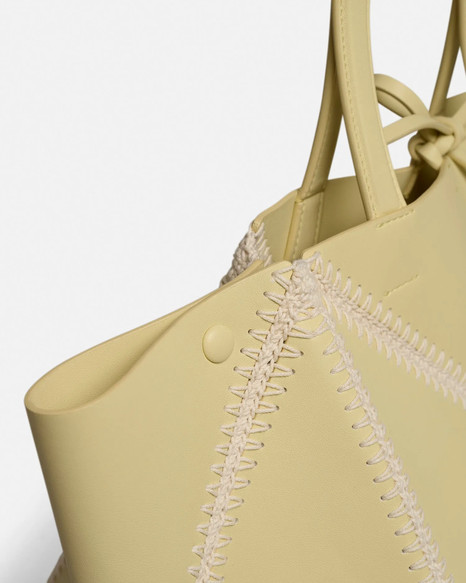 Origami Tote Large - Alt-Nappa Crochet Tote - Moonbeam/Crme