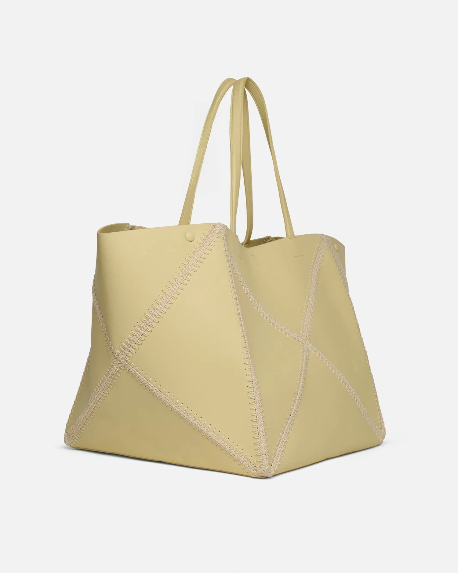 Origami Tote Large - Alt-Nappa Crochet Tote - Moonbeam/Crme