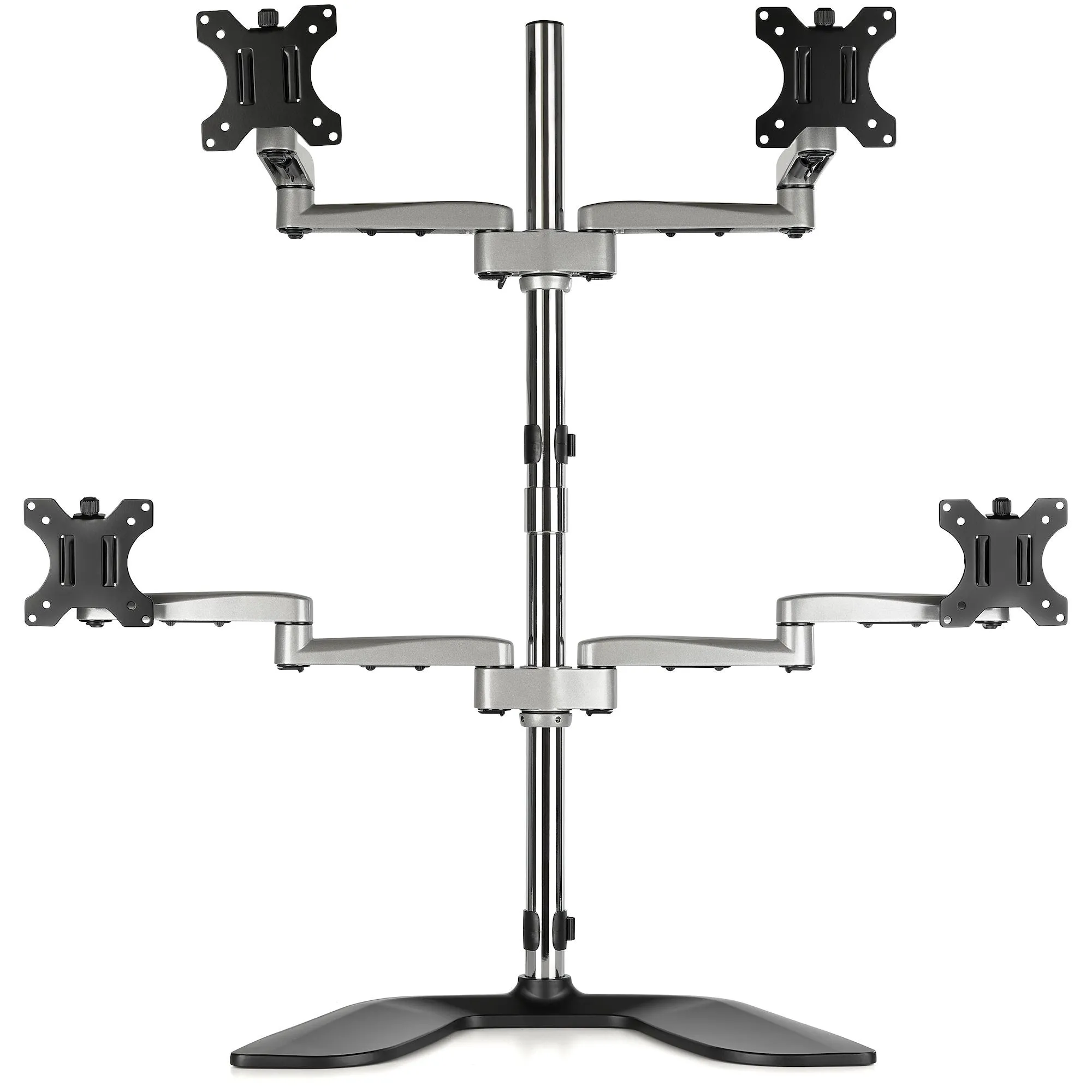Startech.Com Desktop Quad Monitor Stand, Ergonomic Vesa 4 Monitor Arm (2X2) Up To 32", Free Standing Articulating Univer