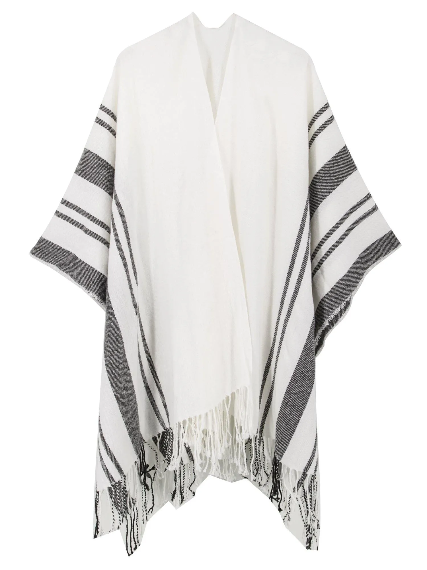 Stripe Fringe Travel Wrap Shawl