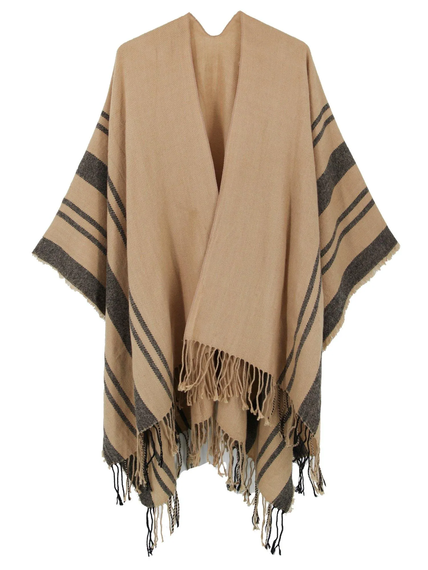Stripe Fringe Travel Wrap Shawl