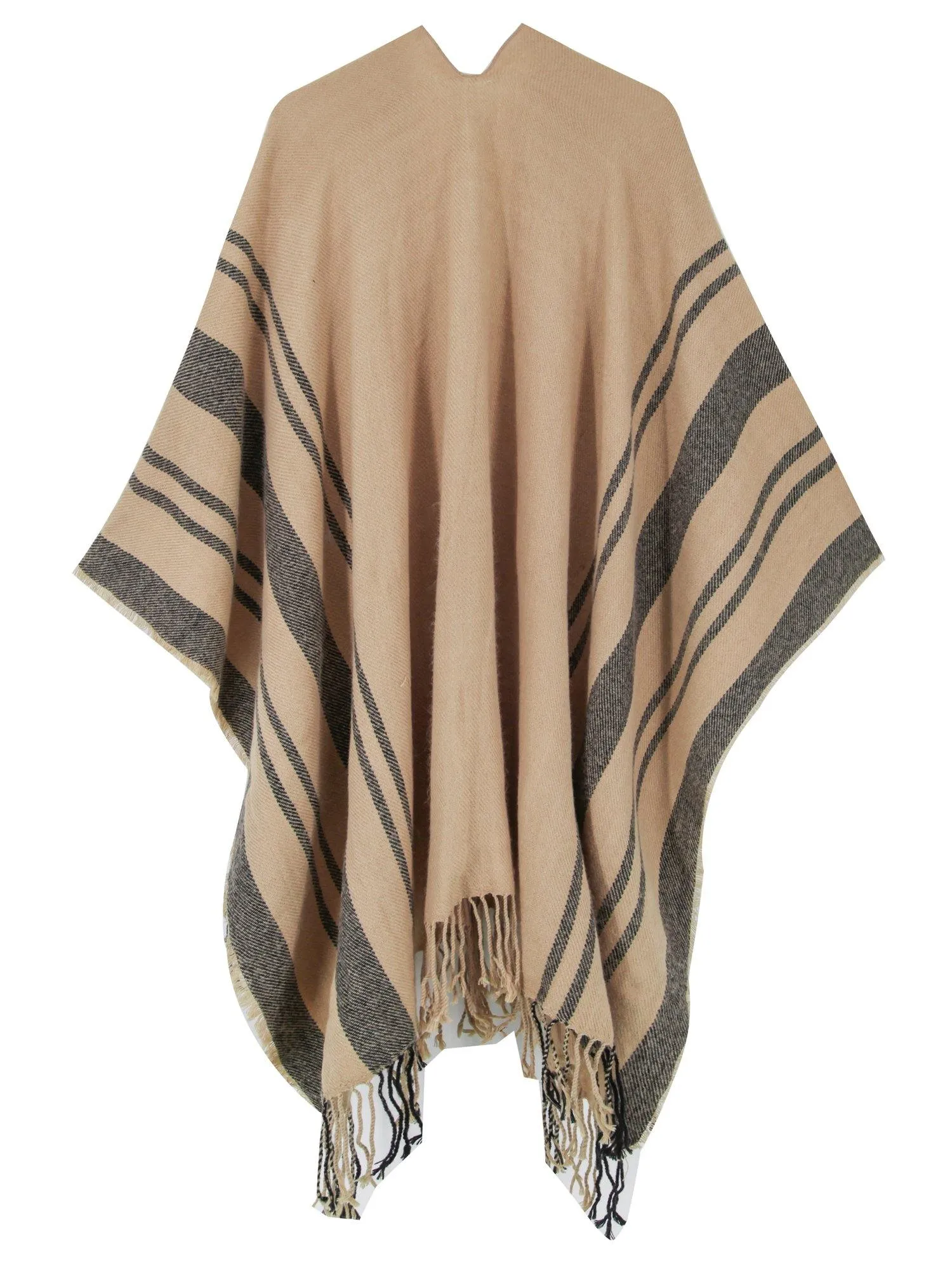 Stripe Fringe Travel Wrap Shawl