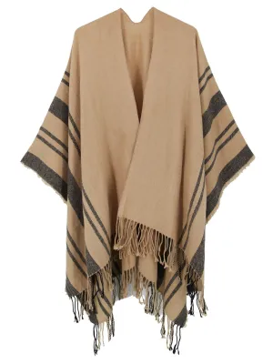 Stripe Fringe Travel Wrap Shawl