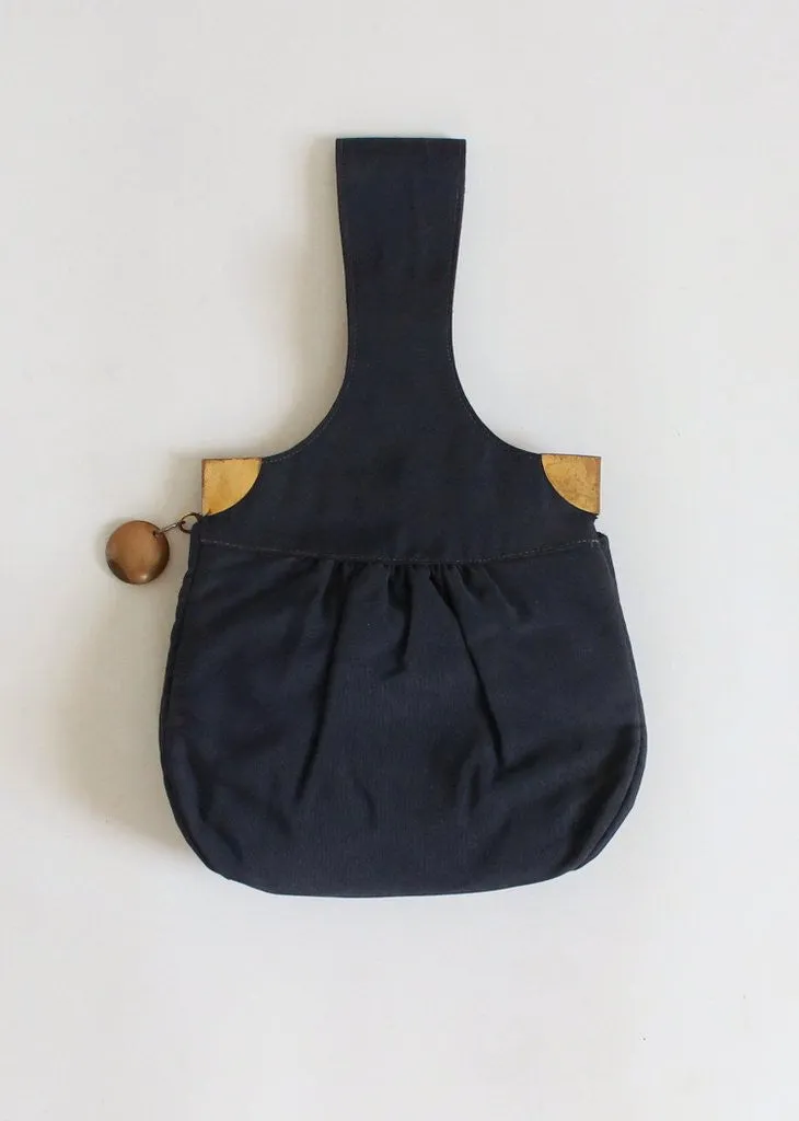 Vintage 1930s Art Deco Navy Faille Purse