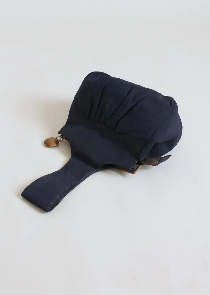 Vintage 1930s Art Deco Navy Faille Purse