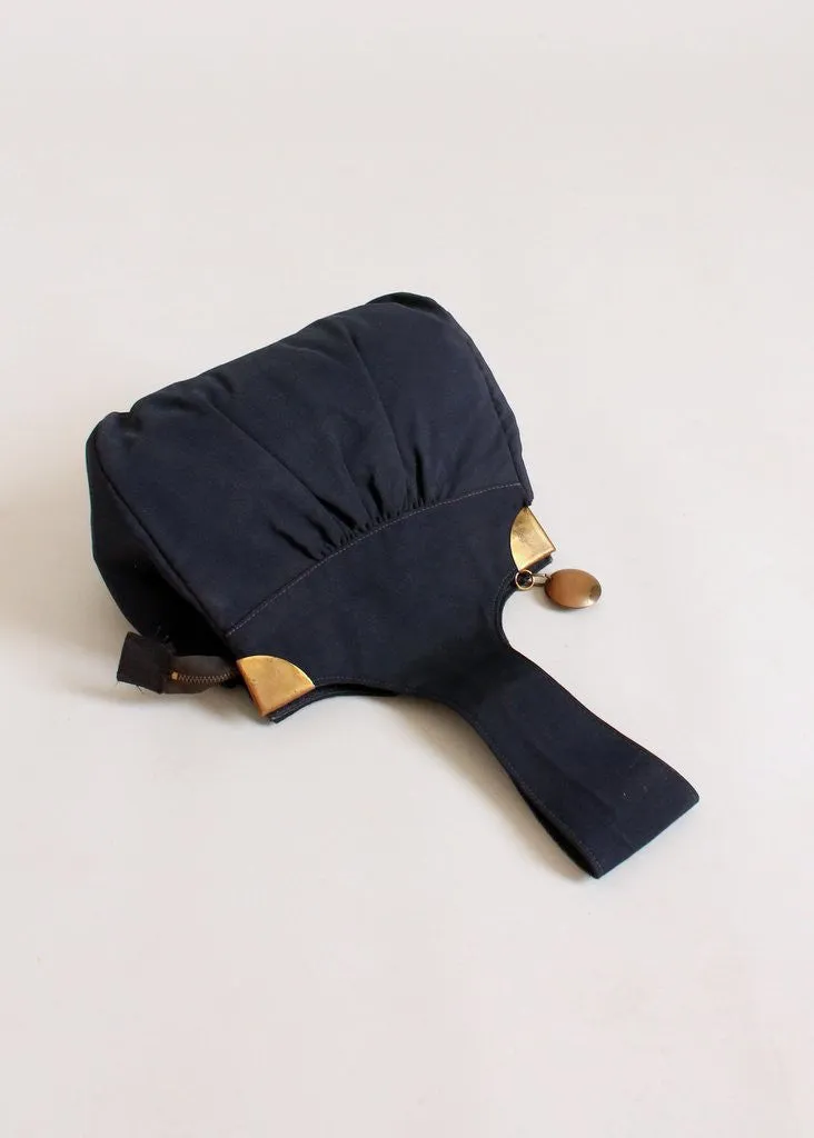 Vintage 1930s Art Deco Navy Faille Purse