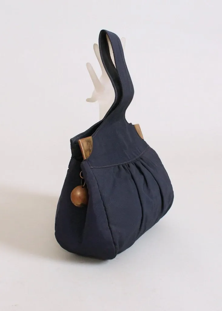 Vintage 1930s Art Deco Navy Faille Purse