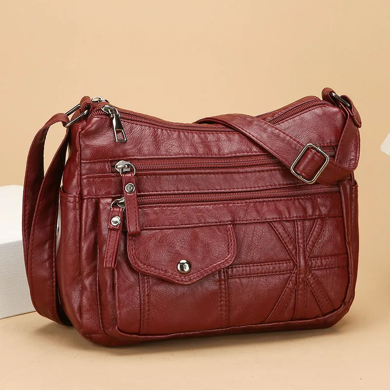 Women's Multi-compartment Large Capacity PU Soft Leather Fashion Crossbody Bag
